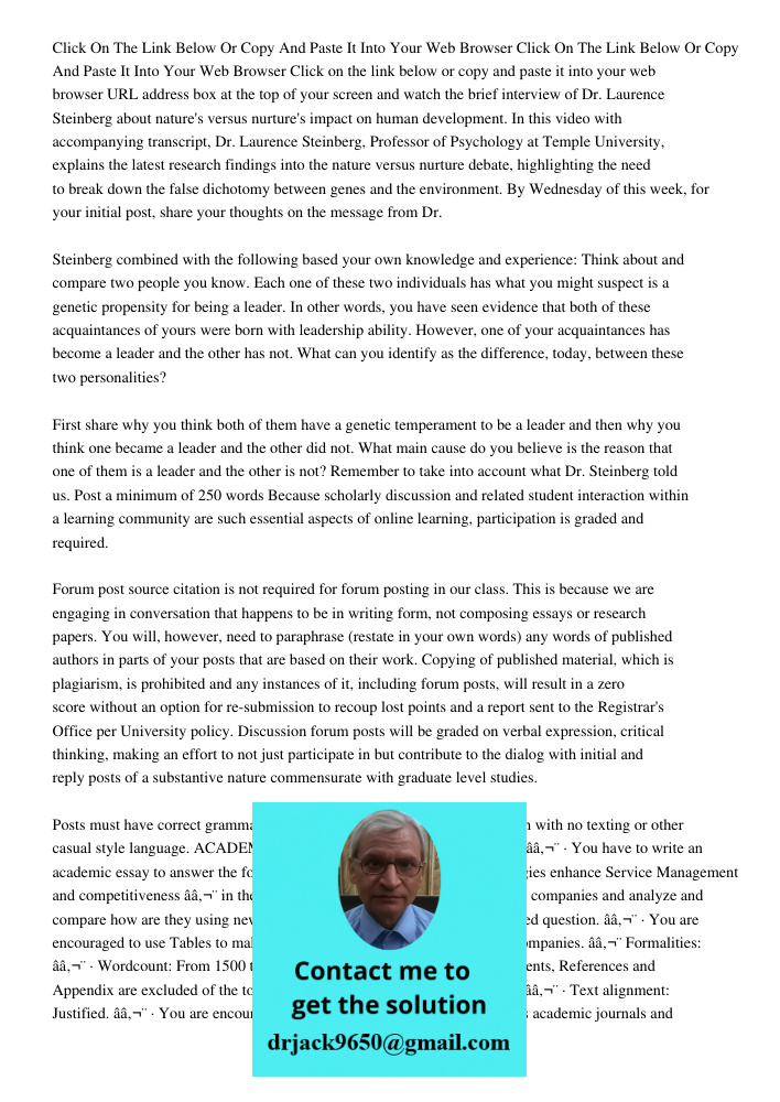Click on the link below or copy and paste it into your web browser URL address box at the top of your screen and watch the brief interview of Dr. Laurence Stein