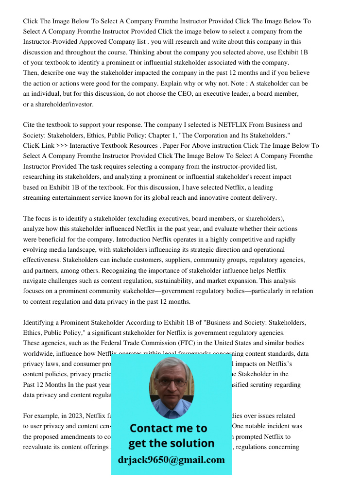 Click the image below to select a company from the Instructor-Provided Approved Company list . you will research and write about this company in this discussion