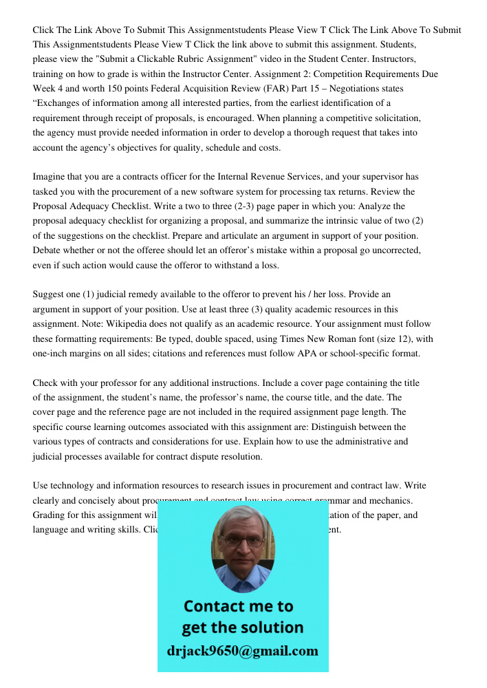 Click the link above to submit this assignment. Students, please view the "Submit a Clickable Rubric Assignment" video in the Student Center. Instructors, train
