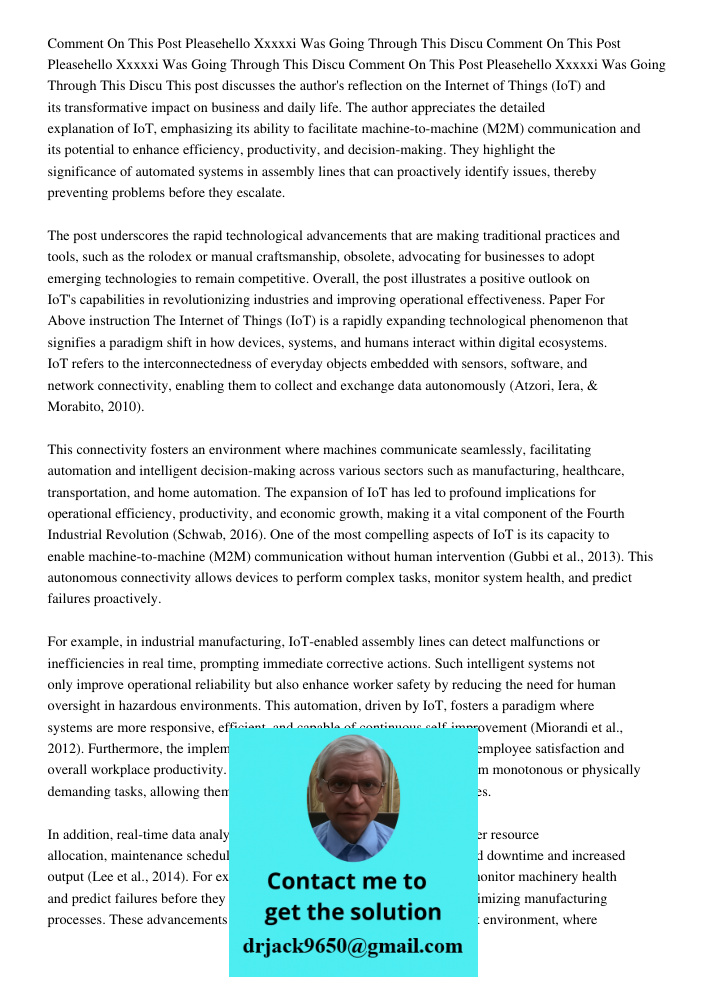 Comment On This Post Pleasehello Xxxxxi Was Going Through This Discu This post discusses the author's reflection on the Internet of Things (IoT) and its transfo