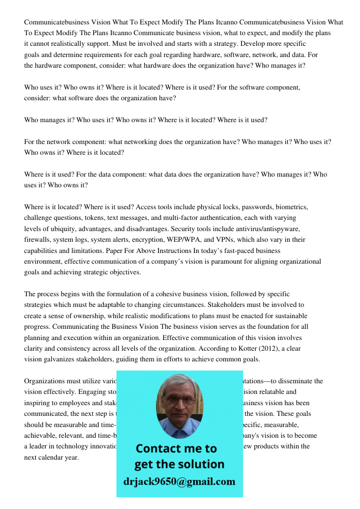 Communicate business vision, what to expect, and modify the plans it cannot realistically support. Must be involved and starts with a strategy. Develop more spe