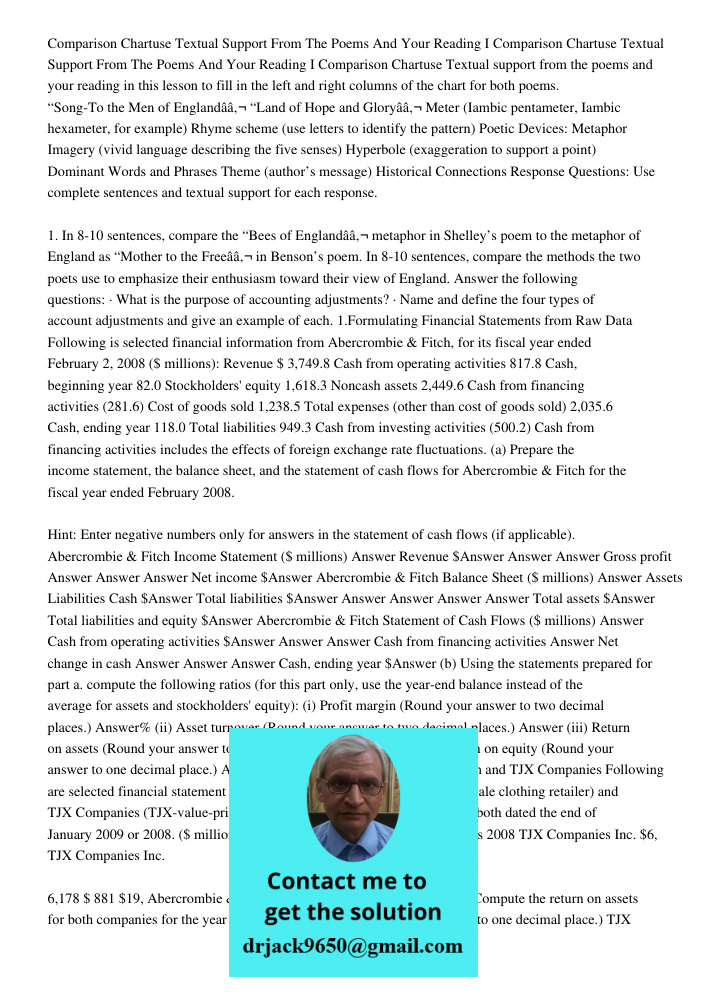 Comparison Chartuse Textual support from the poems and your reading in this lesson to fill in the left and right columns of the chart for both poems. “Song-To t