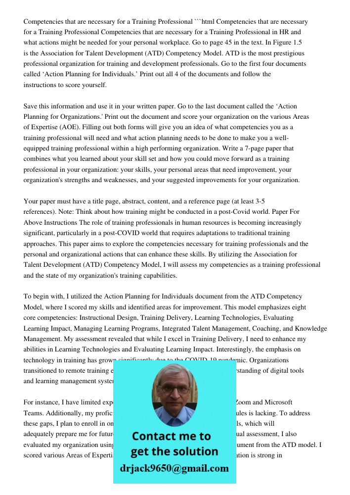 Competencies Needed For A Training Professional