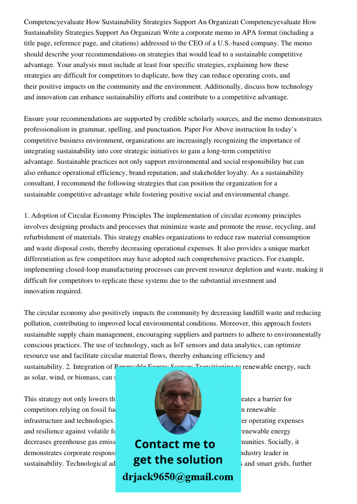 Write a corporate memo in APA format (including a title page, reference page, and citations) addressed to the CEO of a U.S.-based company. The memo should descr