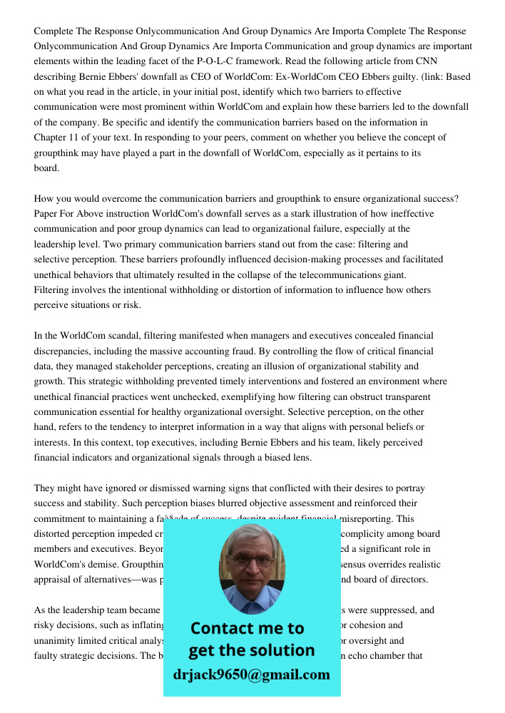 Communication and group dynamics are important elements within the leading facet of the P-O-L-C framework. Read the following article from CNN describing Bernie