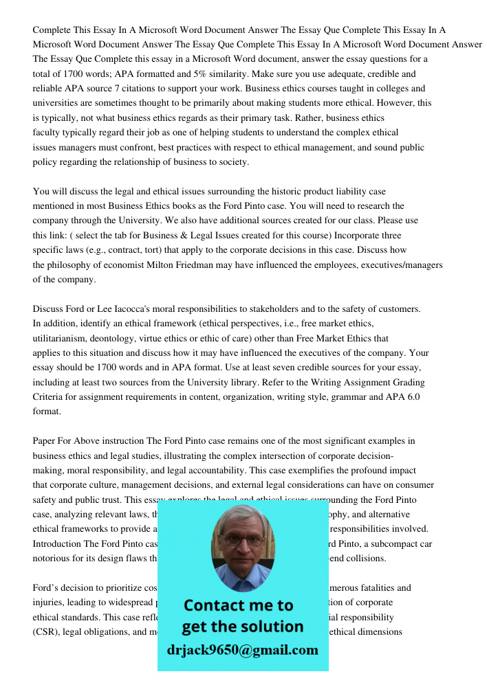 Complete This Essay In A Microsoft Word Document Answer The Essay Que Complete this essay in a Microsoft Word document, answer the essay questions for a total o