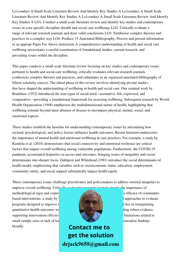 Lo1conduct A Small Scale Literature Review And Identify Key Studies A LO1: Conduct a small scale literature review and identify key studies and contemporary iss
