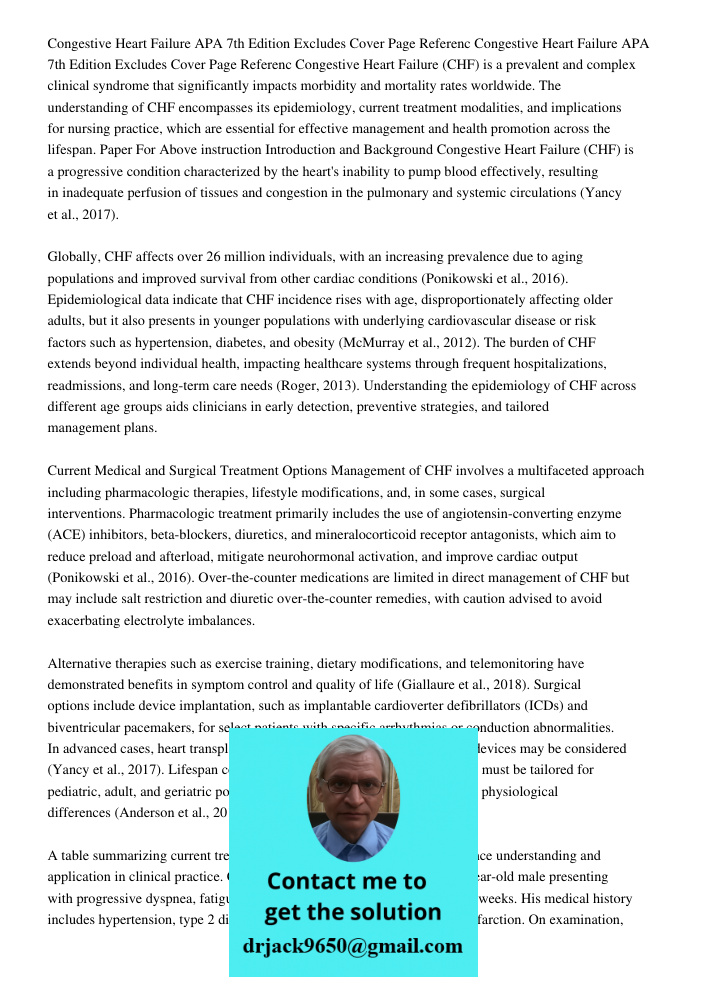 Congestive Heart Failure (CHF) is a prevalent and complex clinical syndrome that significantly impacts morbidity and mortality rates worldwide. The understandin