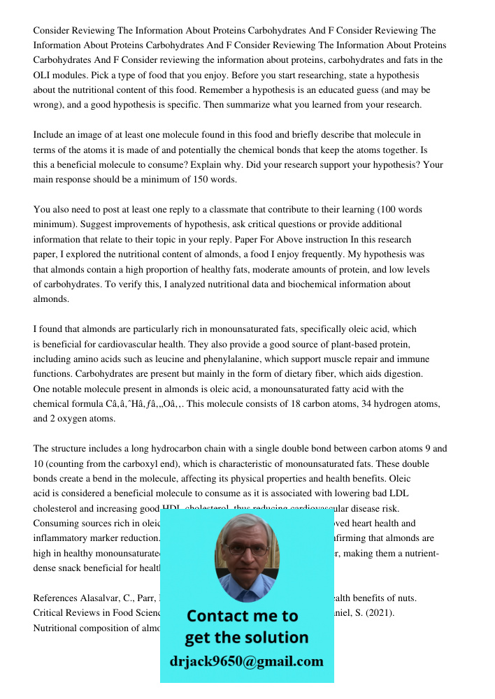 Consider Reviewing The Information About Proteins Carbohydrates And F Consider reviewing the information about proteins, carbohydrates and fats in the OLI modul