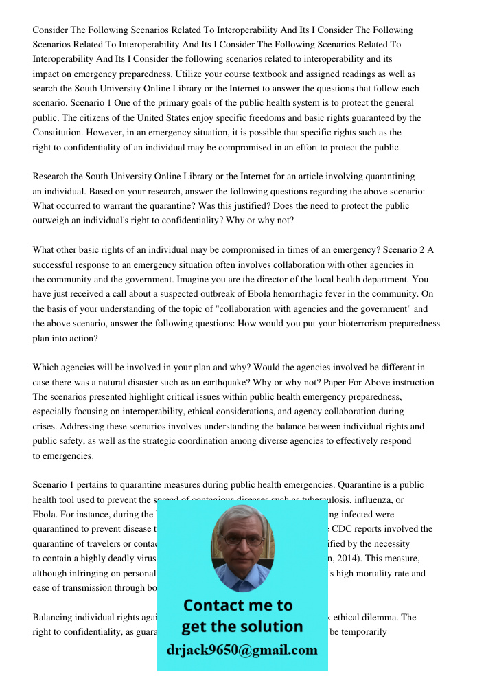 Consider The Following Scenarios Related To Interoperability And Its I Consider the following scenarios related to interoperability and its impact on emergency 