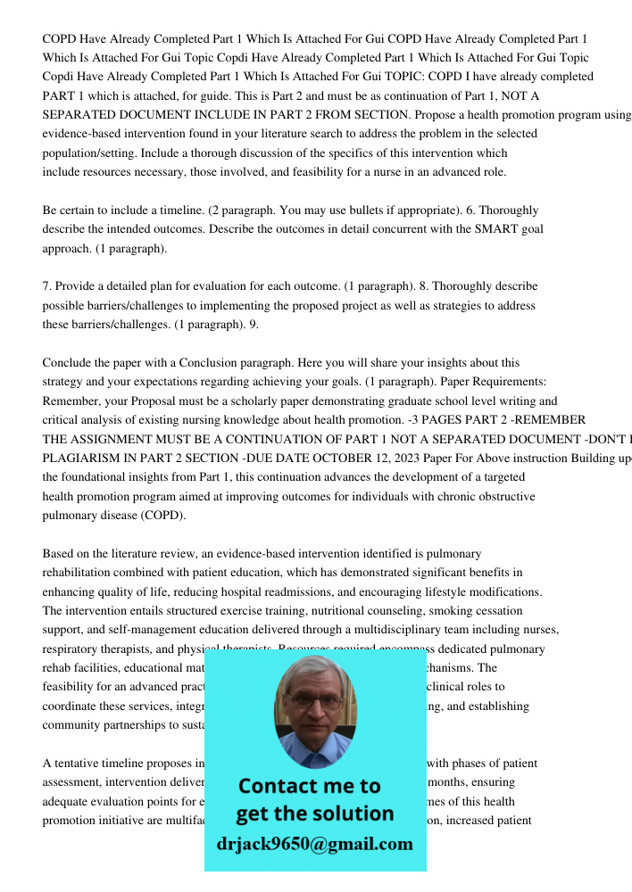 Topic Copdi Have Already Completed Part 1 Which Is Attached For Gui Topic Copdi Have Already Completed Part 1 Which Is Attached For Gui TOPIC: COPD I have alrea