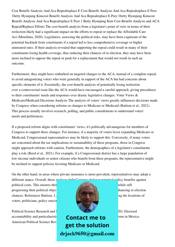 Peer 1betty Hyunjung Kimcost Benefit Analysis And Aca Repealreplace E Peer 1betty Hyunjung Kimcost Benefit Analysis And Aca Repealreplace E Peer 1 Betty Hyunjun