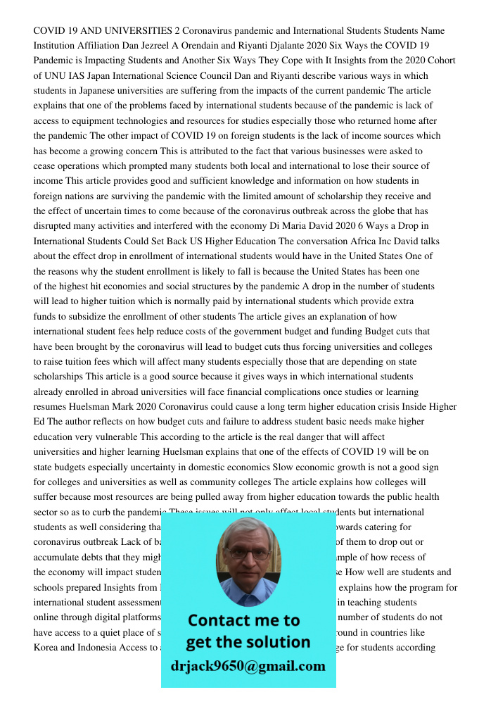 Paper For Above instruction The COVID-19 pandemic has exerted unprecedented effects on universities worldwide, profoundly impacting both domestic and internatio