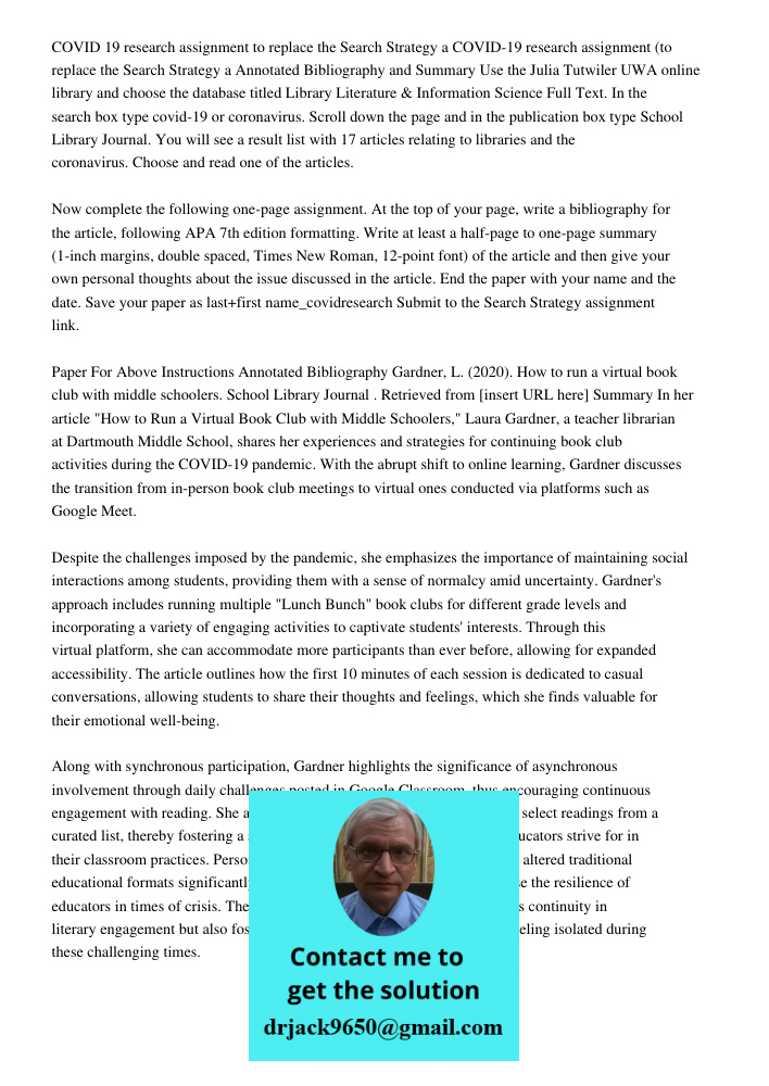 Annotated Bibliography and Summary Use the Julia Tutwiler UWA online library and choose the database titled Library Literature & Information Science Full Text. 