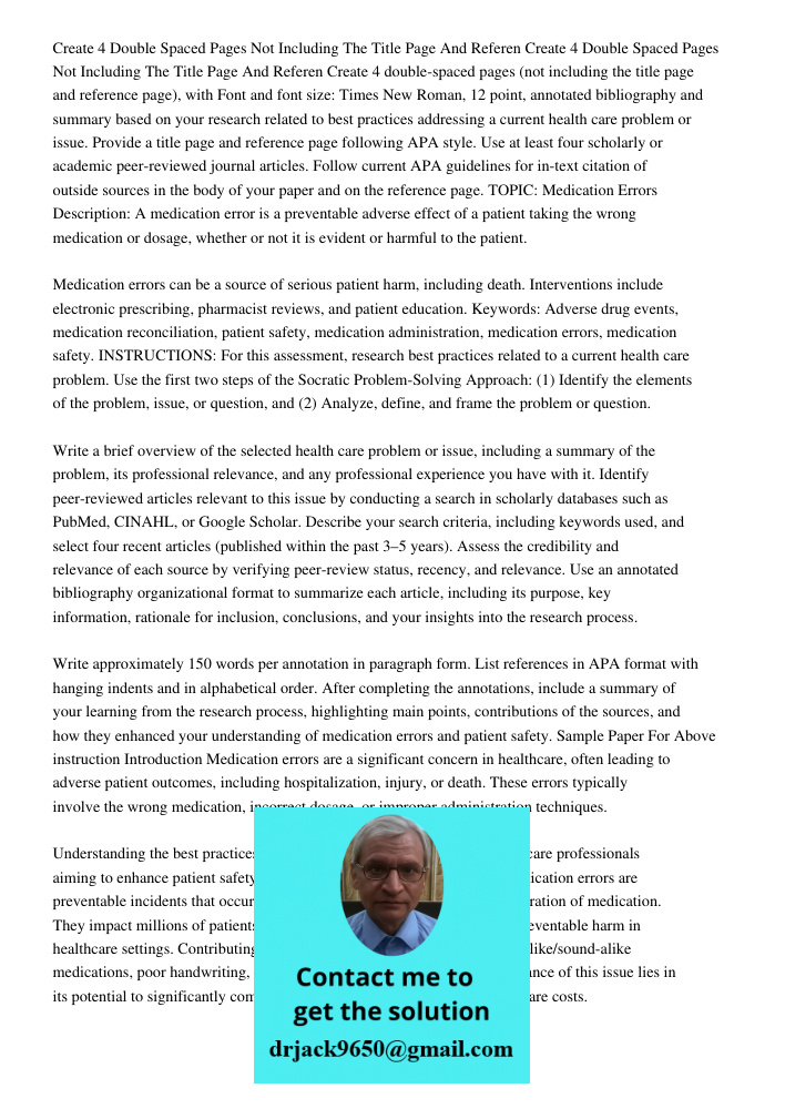 Create 4 double-spaced pages (not including the title page and reference page), with Font and font size: Times New Roman, 12 point, annotated bibliography and s