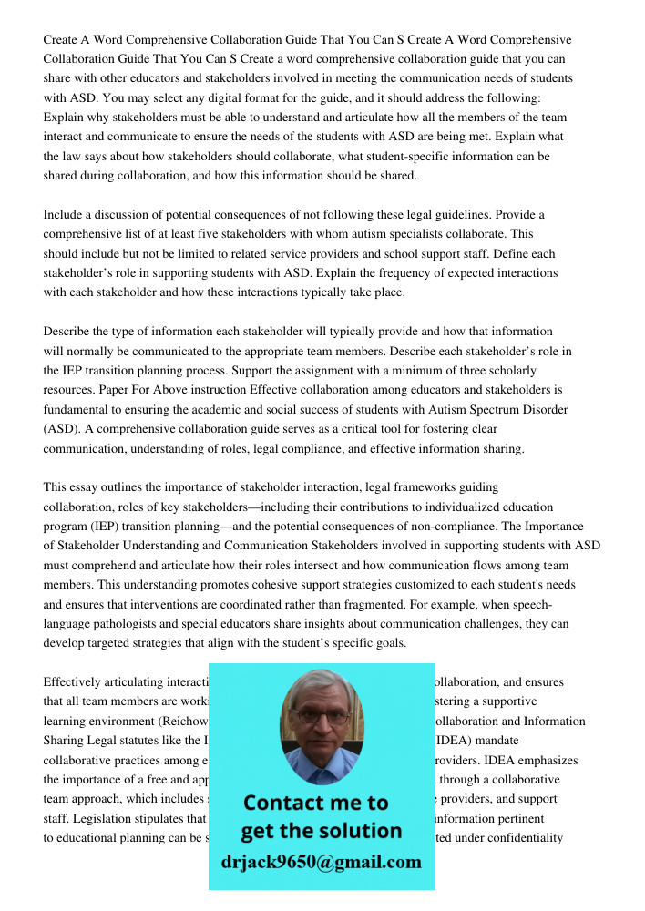 Create a word comprehensive collaboration guide that you can share with other educators and stakeholders involved in meeting the communication needs of students