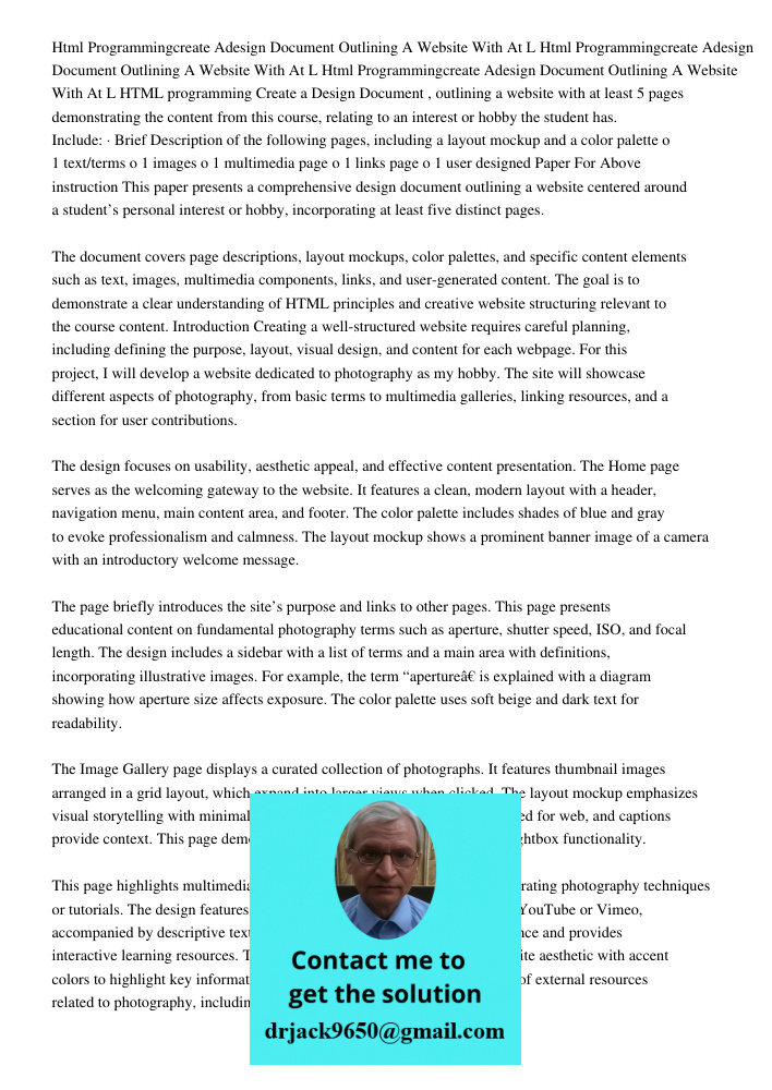 Programmingcreate Adesign Document Outlining A Website With At L HTML programming Create a Design Document , outlining a website with at least 5 pages demonstra