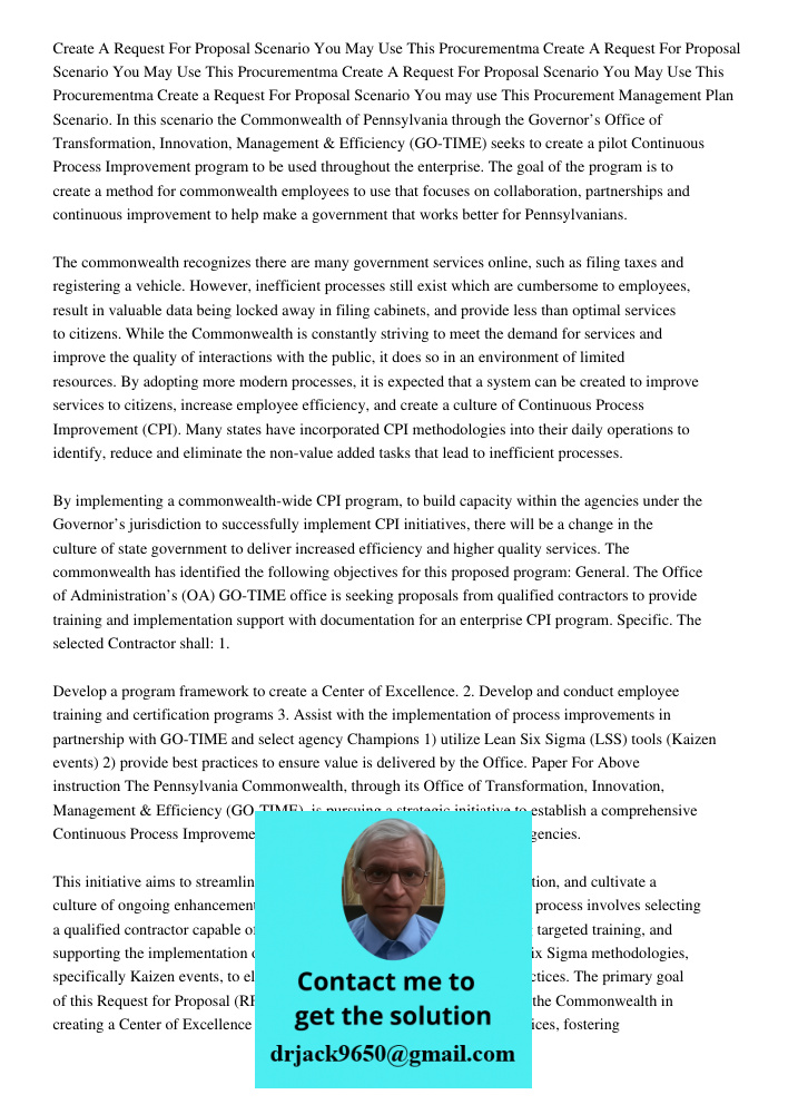 Create A Request For Proposal Scenario You May Use This Procurementma Create a Request For Proposal Scenario You may use This Procurement Management Plan Scenar