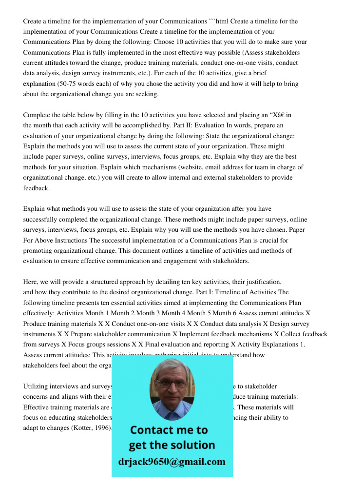 Create A Timeline For Your Communication Implementation