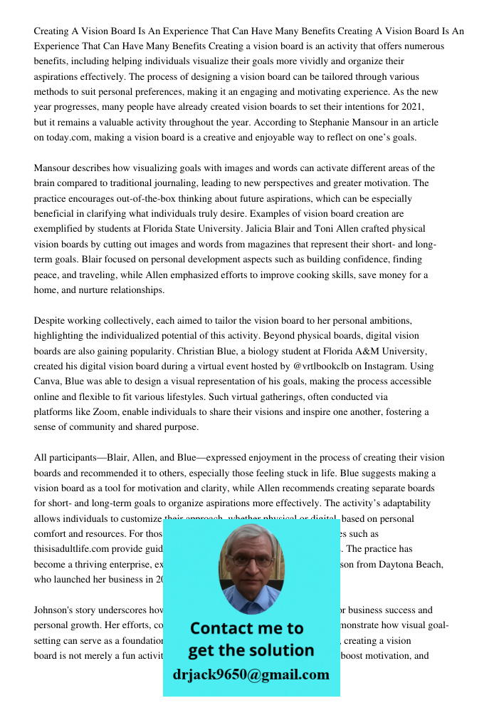 Creating a vision board is an activity that offers numerous benefits, including helping individuals visualize their goals more vividly and organize their aspira