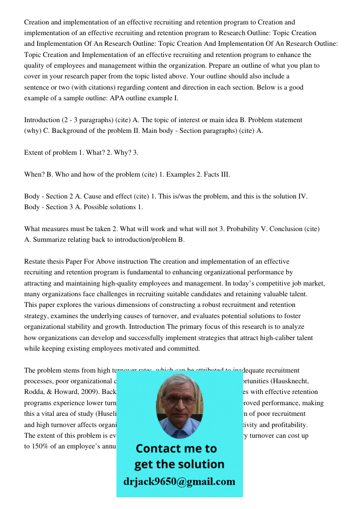 Research Outline: Topic Creation and Implementation Of An Research Outline: Topic Creation And Implementation Of An Research Outline: Topic Creation and Impleme