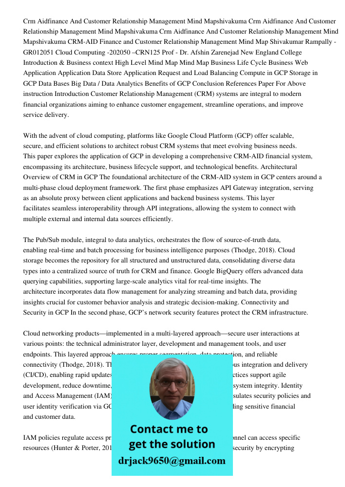 Crm Aidfinance And Customer Relationship Management Mind Mapshivakuma CRM-AID Finance and Customer Relationship Management Mind Map Shivakumar Rampally - GR0120