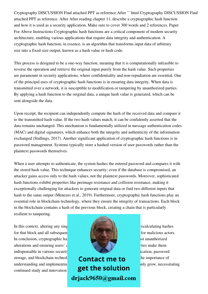 Cryptography Discussion Find Attached PPT As Reference