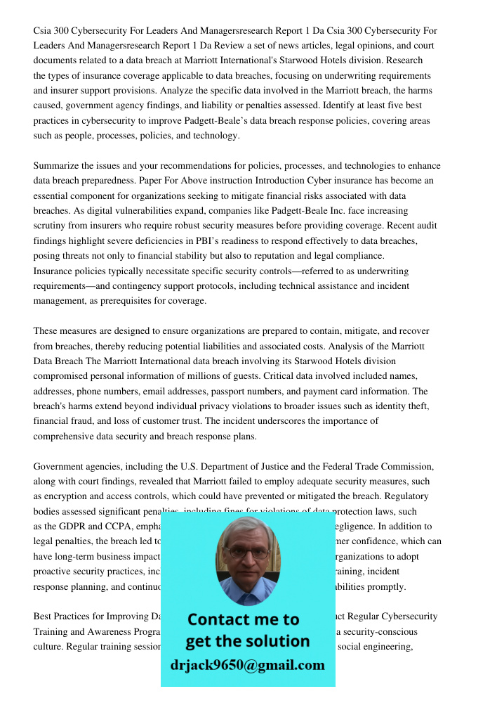 Review a set of news articles, legal opinions, and court documents related to a data breach at Marriott International's Starwood Hotels division. Research the t