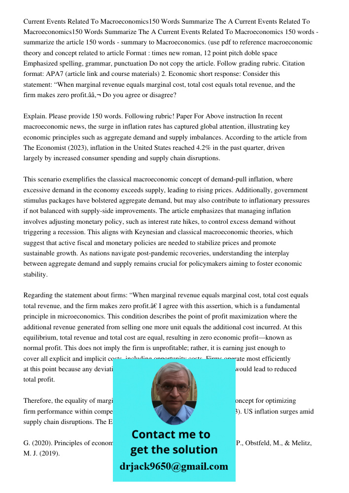 Current Events Related To Macroeconomics 150 words - summarize the article 150 words - summary to Macroeconomics. (use pdf to reference macroeconomic theory and