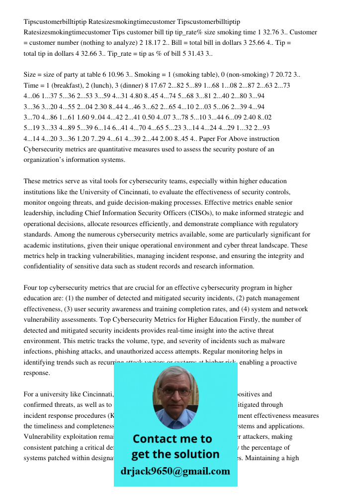 Tips customer bill tip tip_rate% size smoking time 1 32.76 3.. Customer = customer number (nothing to analyze) 2 18.17 2.. Bill = total bill in dollars 3 25.66 