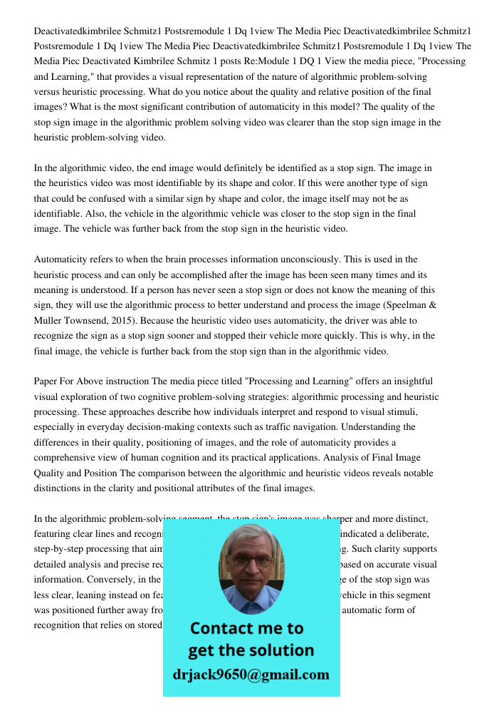 Deactivatedkimbrilee Schmitz1 Postsremodule 1 Dq 1view The Media Piec Deactivated Kimbrilee Schmitz 1 posts Re:Module 1 DQ 1 View the media piece, "Processing a