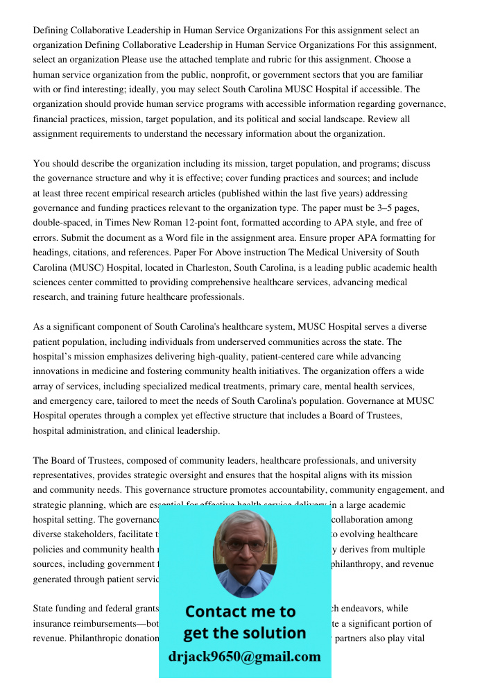 Please use the attached template and rubric for this assignment. Choose a human service organization from the public, nonprofit, or government sectors that you 