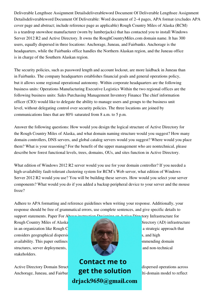 Deliverable: Word document of 2–4 pages, APA format (excludes APA cover page and abstract; include reference page as applicable) Rough Country Miles of Alaska (