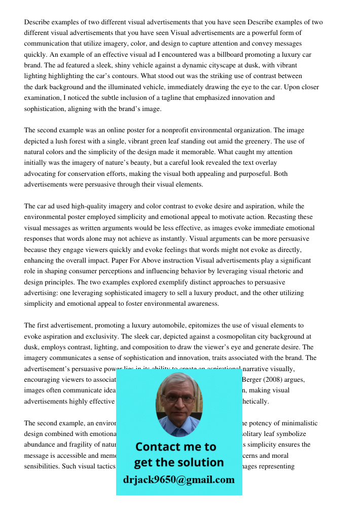 Visual advertisements are a powerful form of communication that utilize imagery, color, and design to capture attention and convey messages quickly. An example 