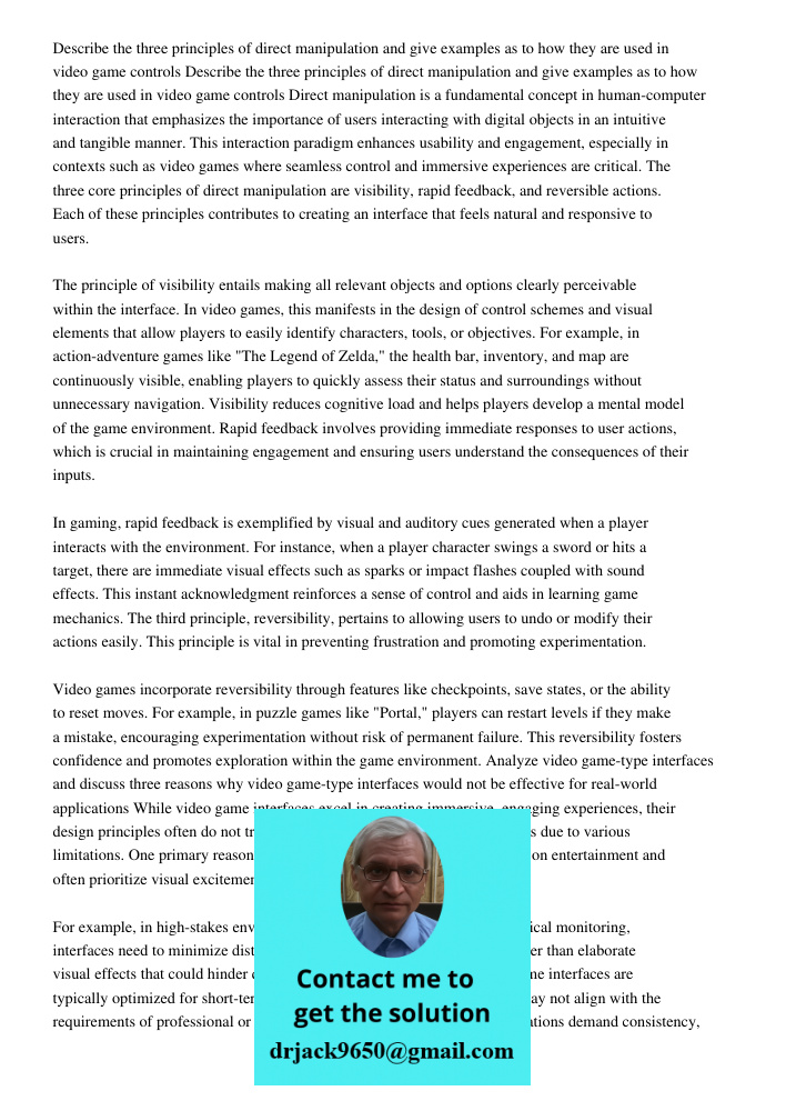 Direct manipulation is a fundamental concept in human-computer interaction that emphasizes the importance of users interacting with digital objects in an intuit