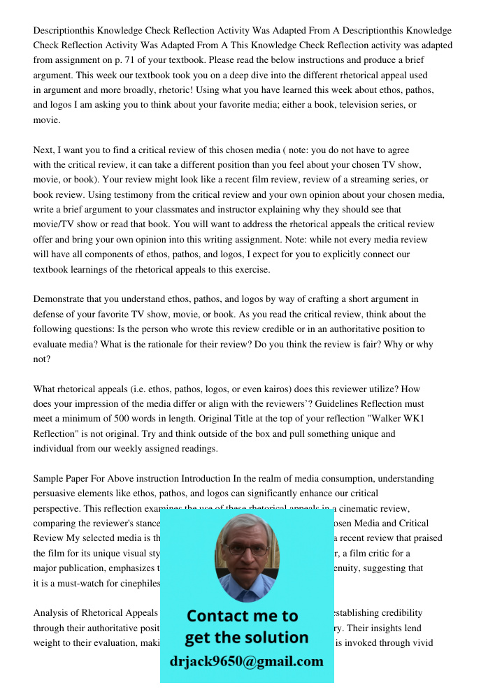 This Knowledge Check Reflection activity was adapted from assignment on p. 71 of your textbook. Please read the below instructions and produce a brief argument.