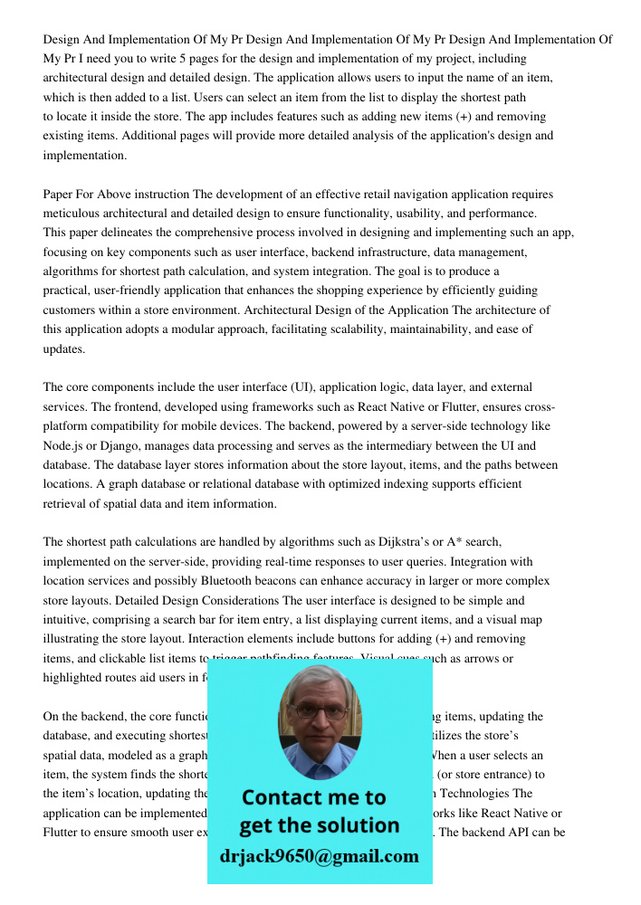 Design And Implementation Of My Pr I need you to write 5 pages for the design and implementation of my project, including architectural design and detailed desi