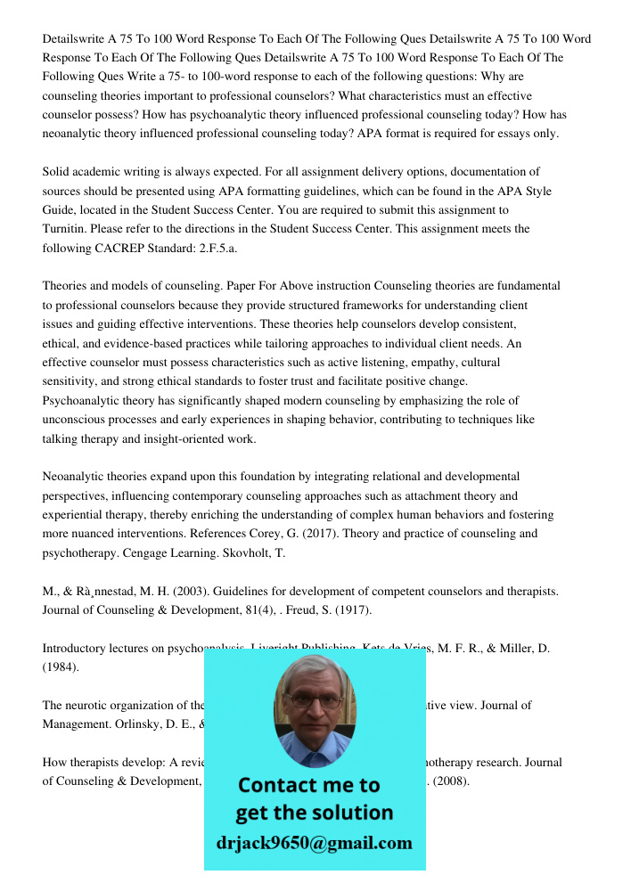 Detailswrite A 75 To 100 Word Response To Each Of The Following Ques Write a 75- to 100-word response to each of the following questions: Why are counseling the