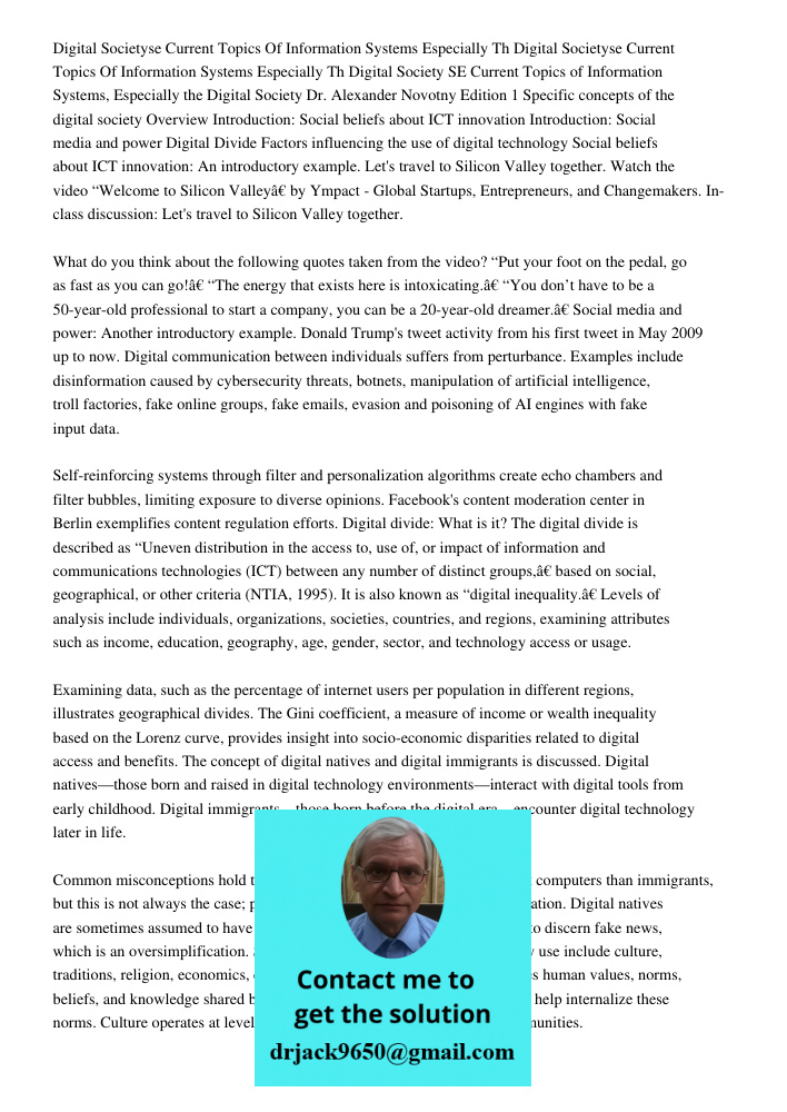 Digital Society SE Current Topics of Information Systems, Especially the Digital Society Dr. Alexander Novotny Edition 1 Specific concepts of the digital societ