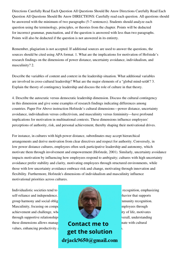 DIRECTIONS: Carefully read each question. All questions should be answered with the minimum of two paragraphs (5-7 sentences). Students should analyze each ques