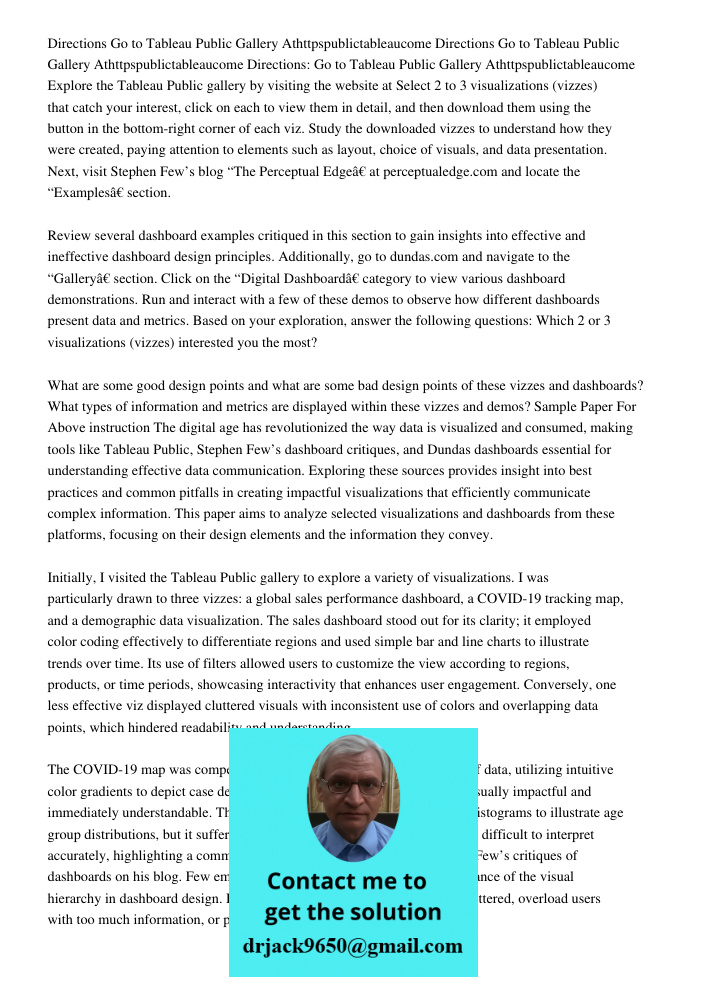 Directions Go to Tableau Public Gallery Athttpspublictableaucome Explore the Tableau Public gallery by visiting the website at https://public.tableau.com. Selec