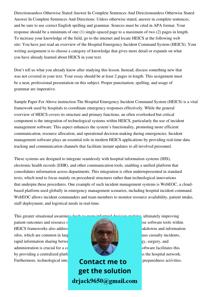 Directions: Unless otherwise stated, answer in complete sentences, and be sure to use correct English spelling and grammar. Sources must be cited in APA format.
