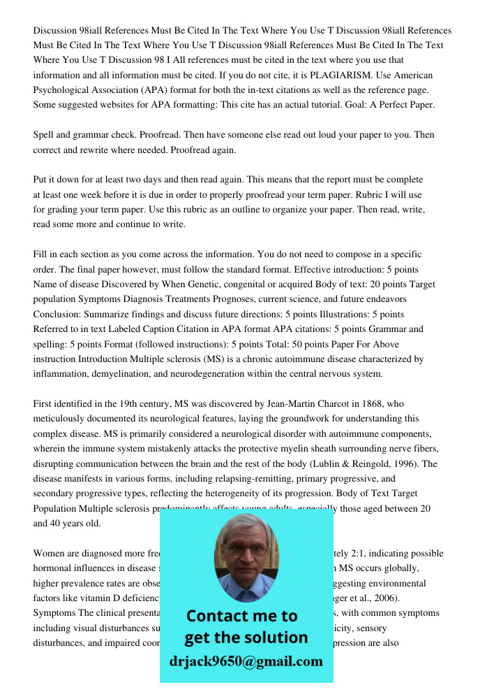 Discussion 98iall References Must Be Cited In The Text Where You Use T Discussion 98 I All references must be cited in the text where you use that information a