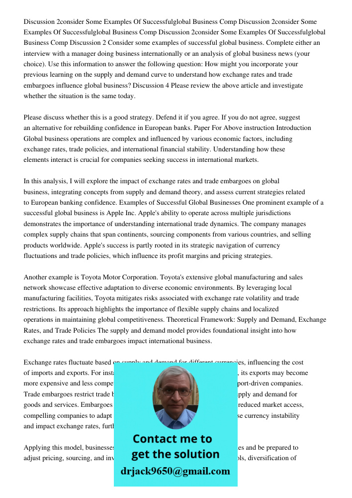 Discussion 2consider Some Examples Of Successfulglobal Business Comp Discussion 2 Consider some examples of successful global business. Complete either an inter