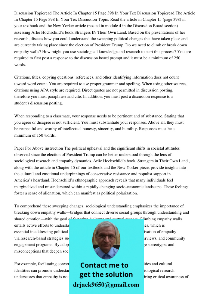 Discussion Topic: Read the article in Chapter 15 (page 398) in your textbook and the New Yorker article (posted in module 4 in the Discussion Board section) ass