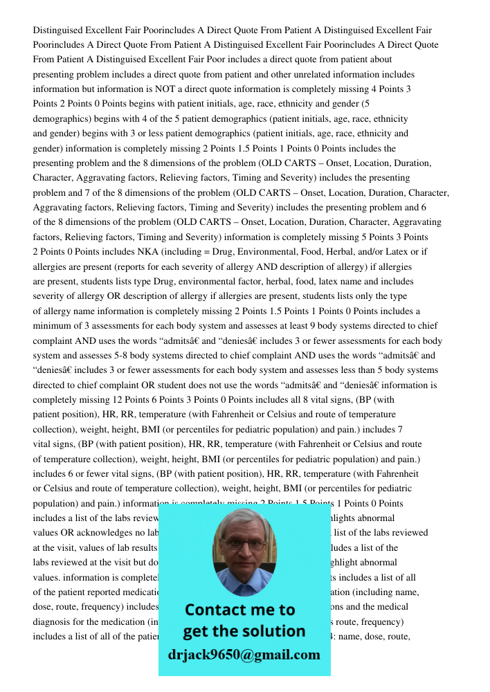 Distinguised Excellent Fair Poorincludes A Direct Quote From Patient A Distinguised Excellent Fair Poor includes a direct quote from patient about presenting pr