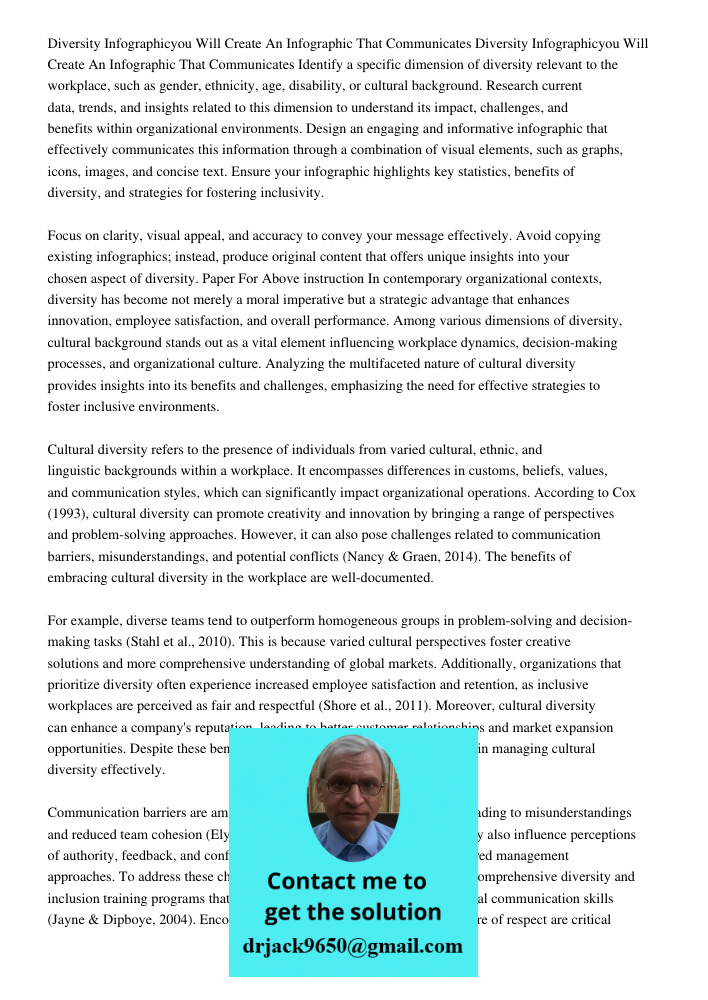 Identify a specific dimension of diversity relevant to the workplace, such as gender, ethnicity, age, disability, or cultural background. Research current data,