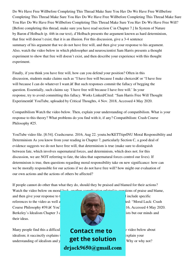 Do We Have Free Willbefore Completing This Thread Make Sure You Hav Do We Have Free Willbefore Completing This Thread Make Sure You Hav Do We Have Free Will? [B