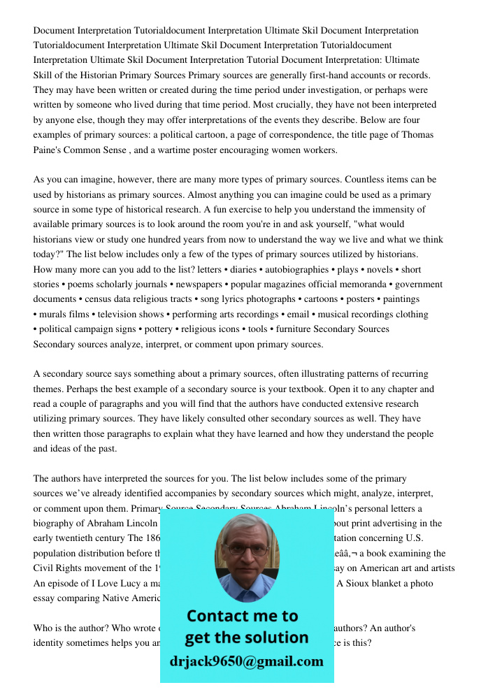 Document Interpretation Tutorialdocument Interpretation Ultimate Skil Document Interpretation Tutorial Document Interpretation: Ultimate Skill of the Historian 