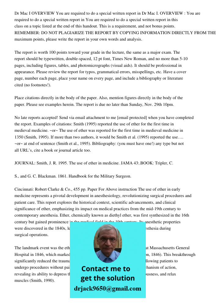 You are required to do a special written report in this class on a topic listed at the end of this handout. This is a requirement, and not bonus points. REMEMBE